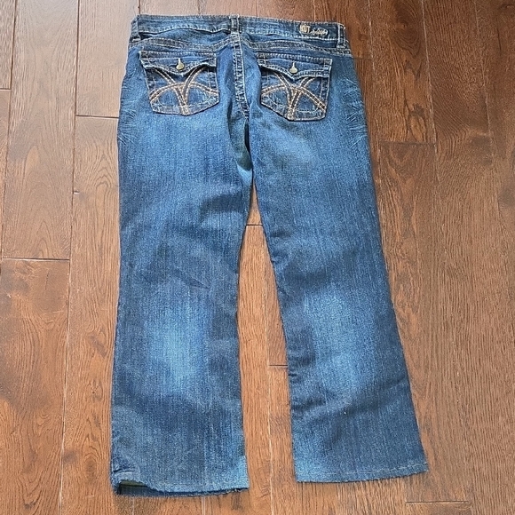 Kut from the Kloth So Low Dark Blue Boot Cut Jeans 14 Whiskered - Picture 4 of 7